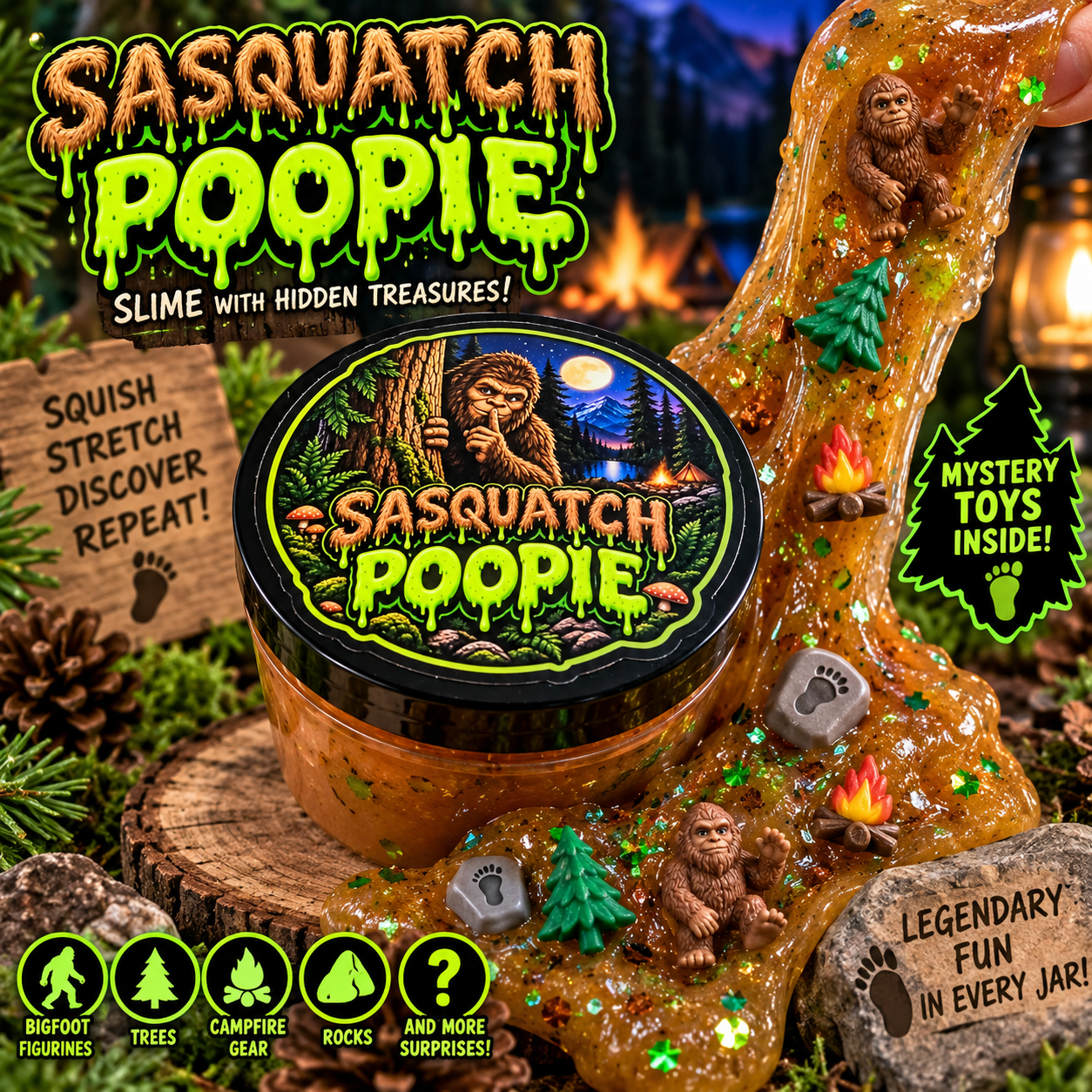 Sasquatch Poopie illustrated slime specimen