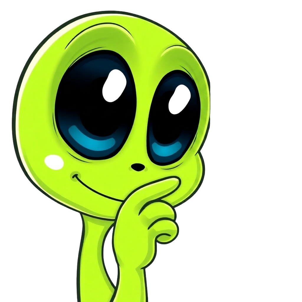 Cheeky green alien shushing